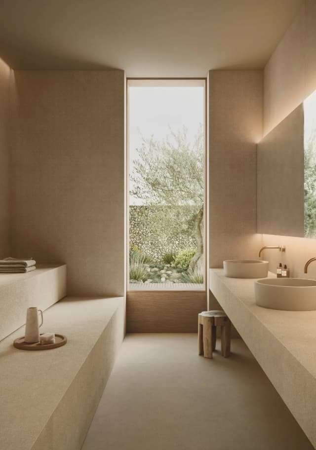 Infinity porcelain surface installation in a refined interior environment